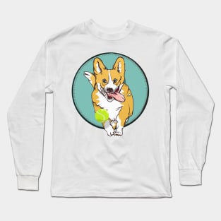 Corgi Fetching a ball Long Sleeve T-Shirt